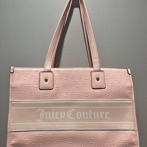 Juicy Couture Pink Structured Tote with Metallic Stripe‎